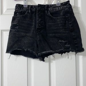 Black jean shorts